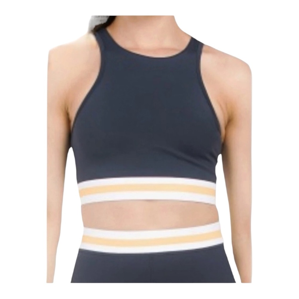 Wiki the Label  Navy /Marigold Sports Bra with Contrast Stripes Sz XS NWT